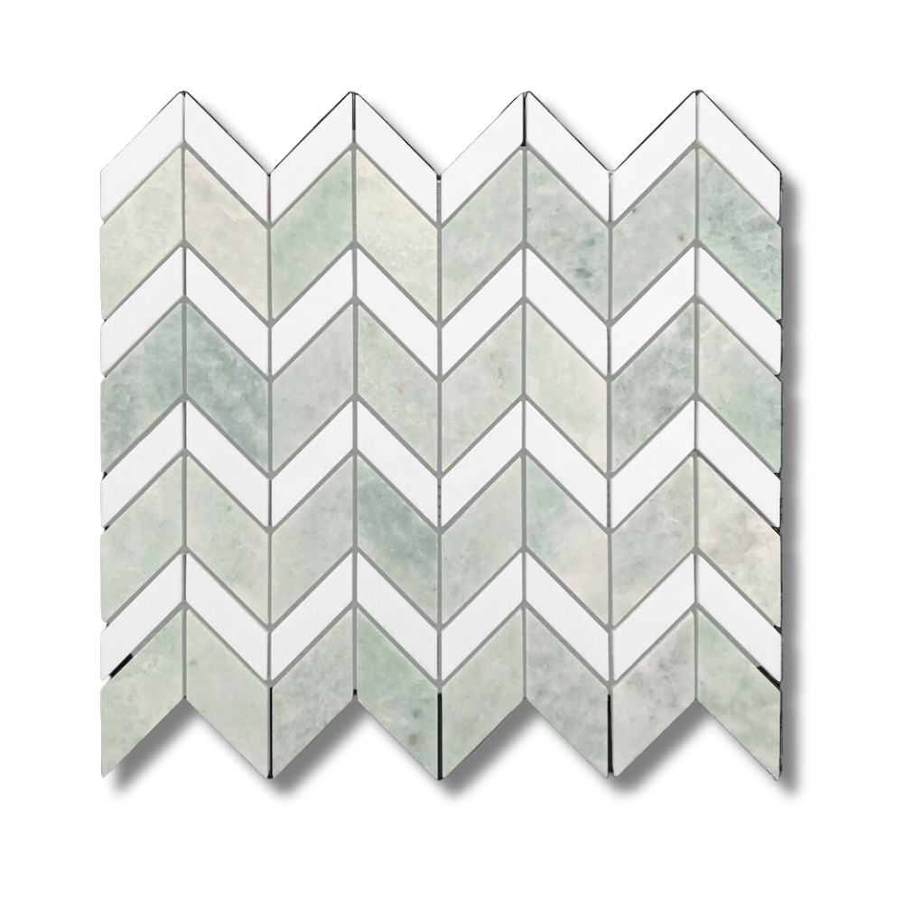 CHEVRON - MING GREEN HONED AND POLISHED THASSOS