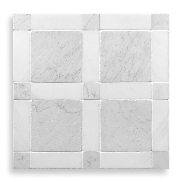 GINGHAM TUMBED CARRARA C & ORIENTAL WHITE
