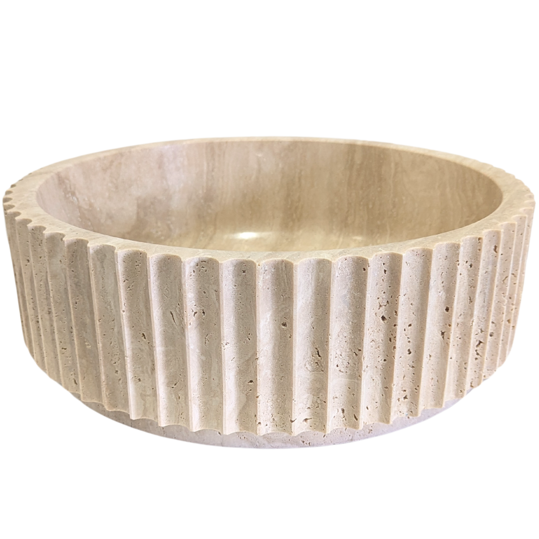 NATURAL STONE BASIN - CONCAVE HONED TRAVERTINE