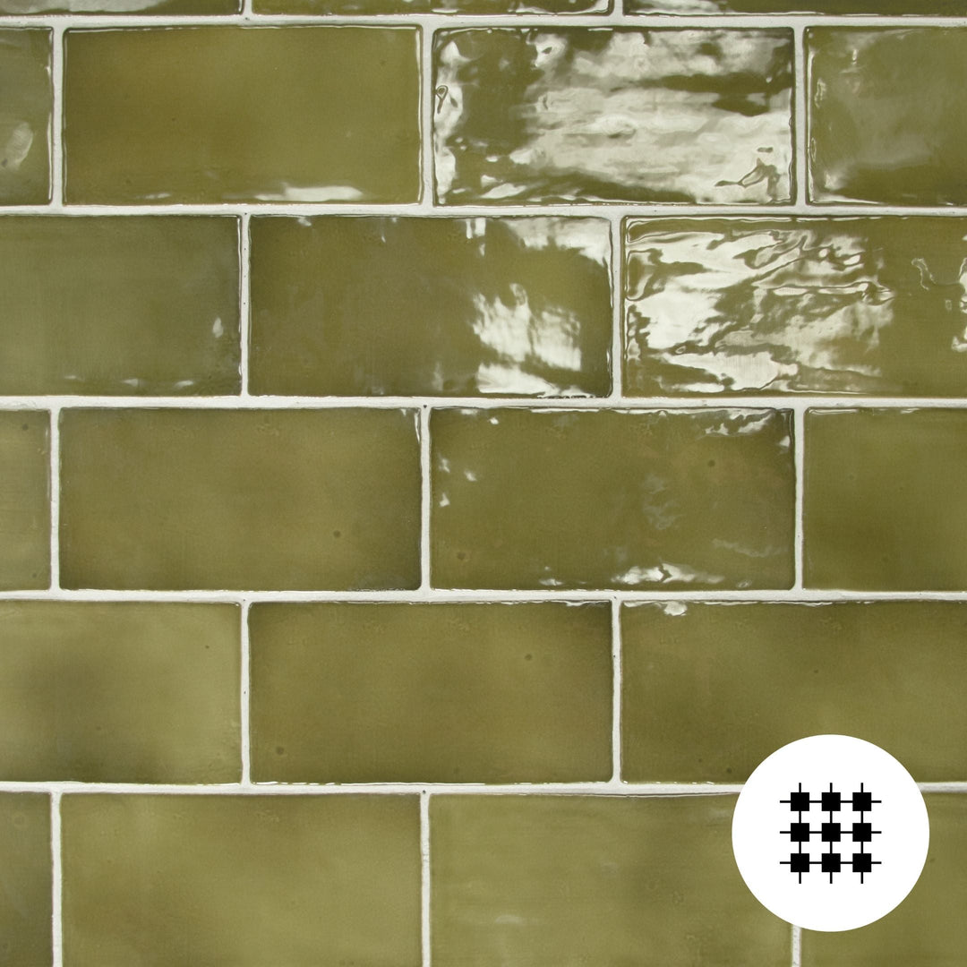 MARLOWE OLIVE GLOSS WALL TILE 150x75MM