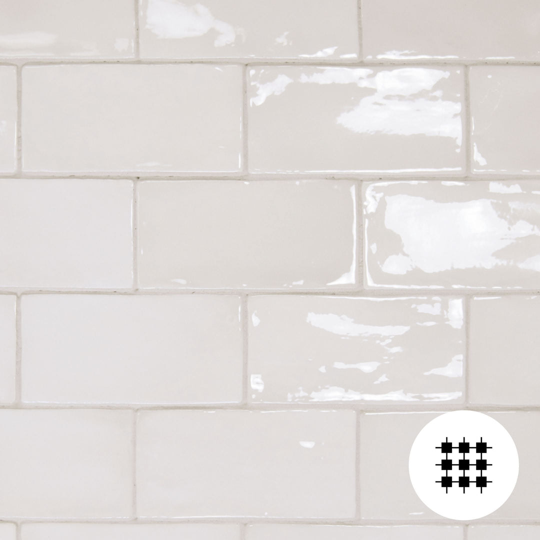 MARLOWE WHITE GLOSS WALL TILE 150X75MM