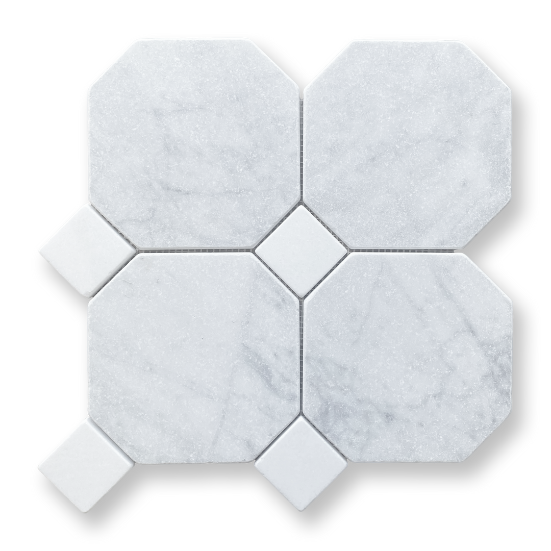 OCTAGON & DOT CARRARA C & THASSOS TUMBLED