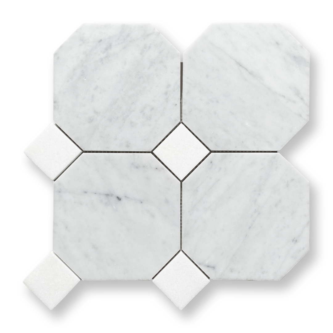 OCTAGON & DOT CARRARA & THASSOS HONED