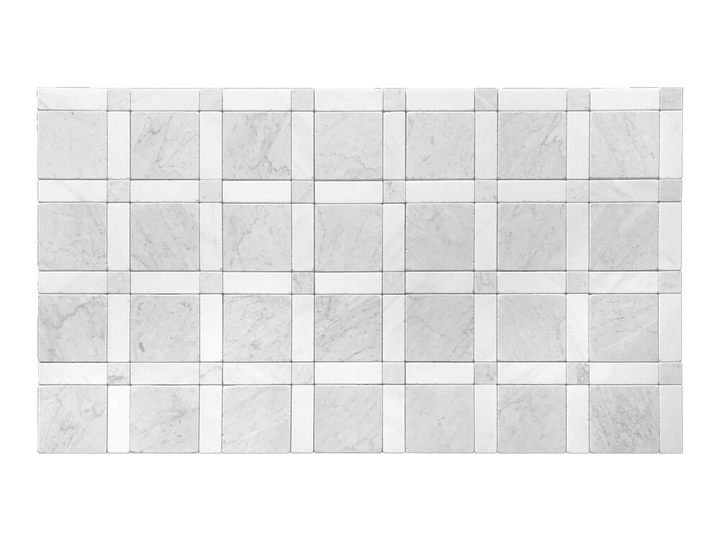 GINGHAM TUMBED CARRARA C & ORIENTAL WHITE