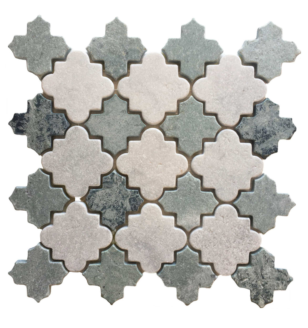 LUXOR MOSAIC - TUMBLED PEACOCK AND CARRARA
