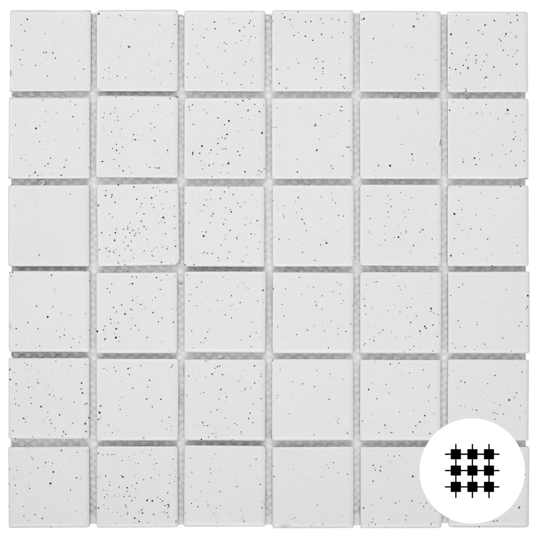 WHITE SPECKLE MATT MOSAIC 48X48MM