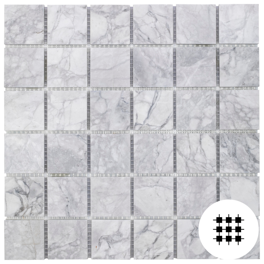 SUPER WHITE HONED 48X48MM MOSAIC