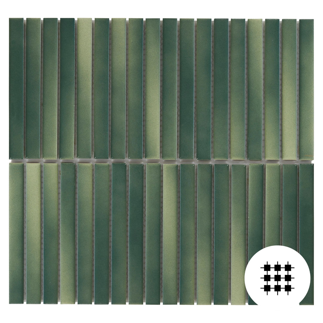 GREEN OMBRE MATT PENCIL MOSAIC