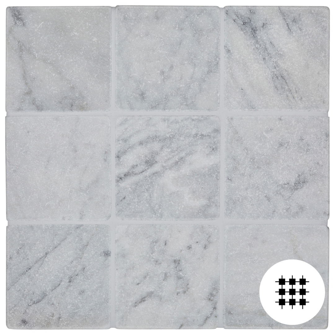 CARRARA TUMBLED TILE, 98x98x10mm