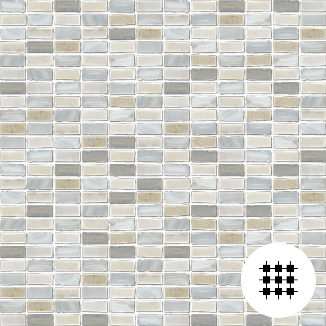 BOHEME WHITE GLASS & SLATE MOSAIC