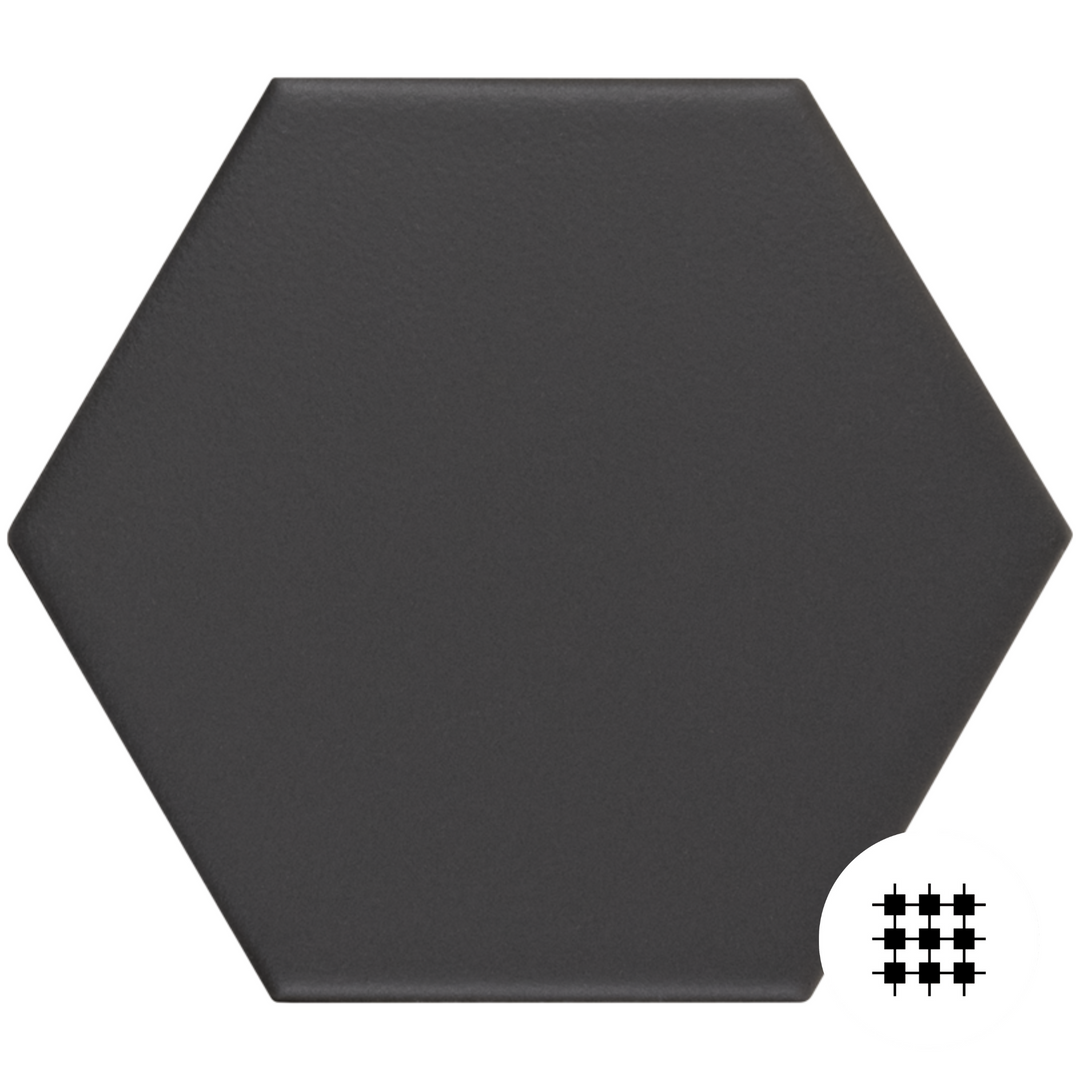 KALEB BLACK HEXAGON GLAZED PORCELAIN