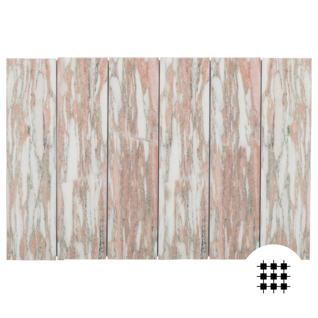 OSLO ROSE MARBLE HONED SUBWAY 305X75X10MM