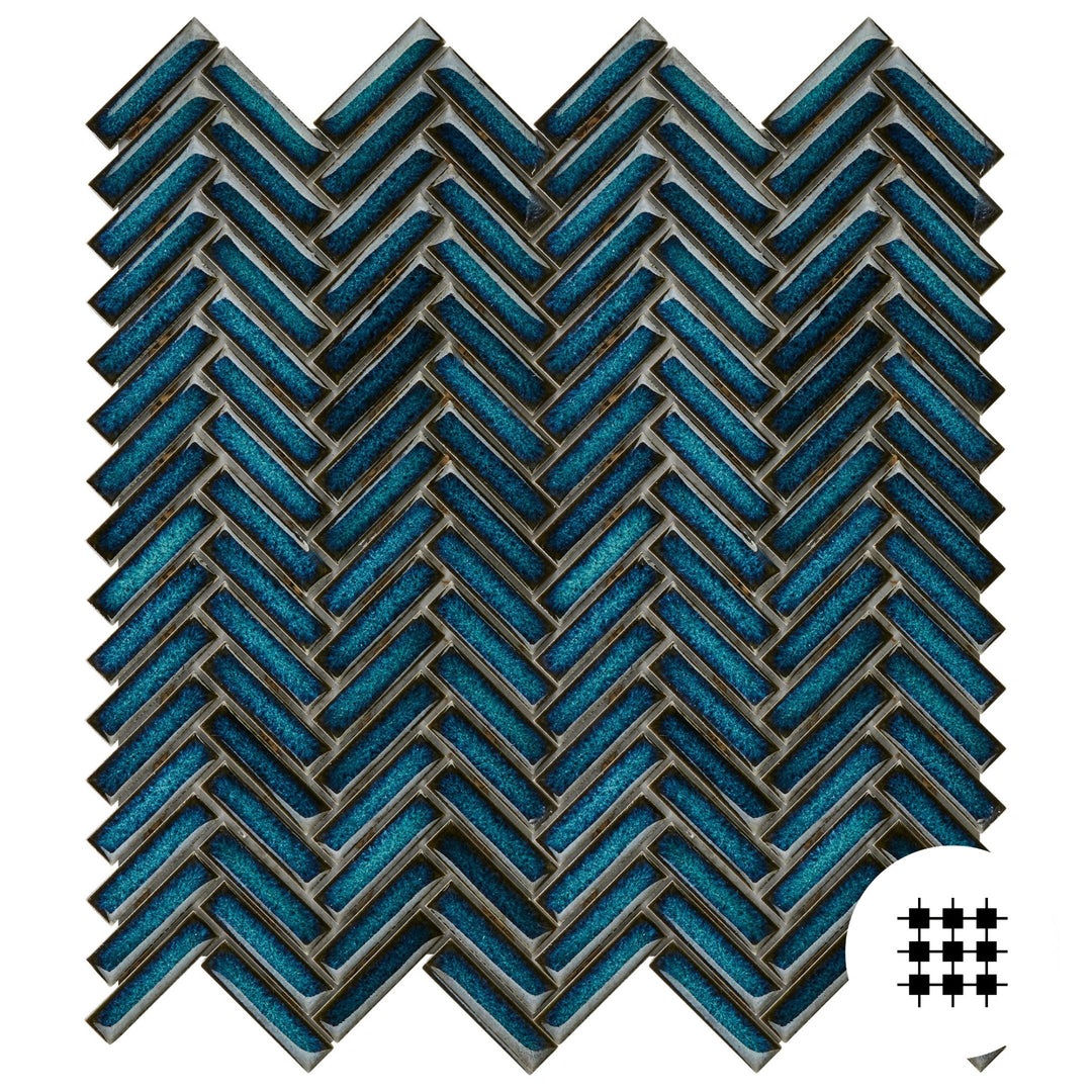 RETRO PEACOCK HERRINGBONE MOSAIC