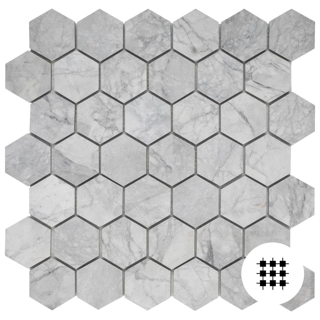 SUPER WHITE 48MM HONED HEXAGON