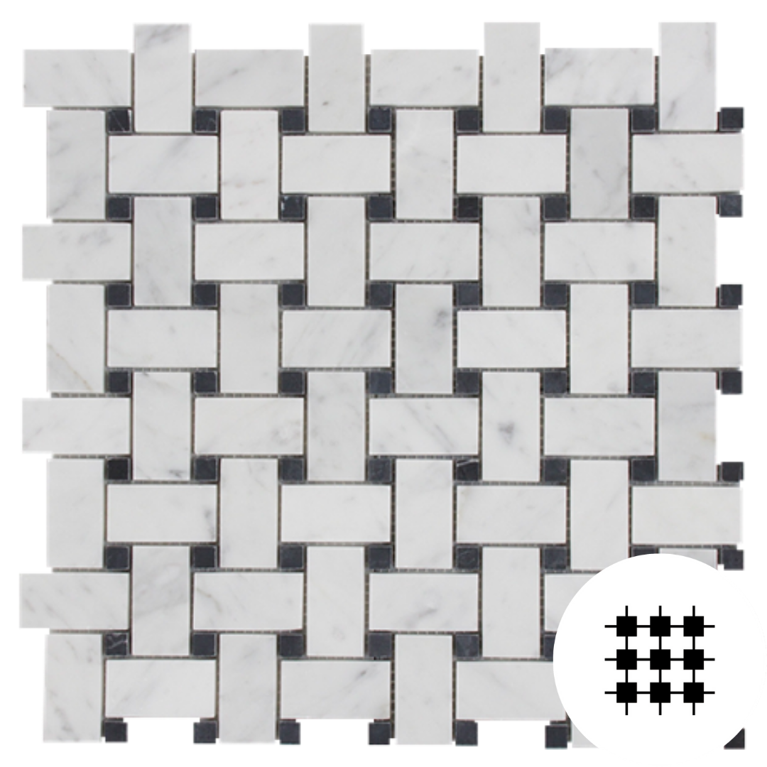 BASKETWEAVE, CARRARA & NERO MARQUINA HONED