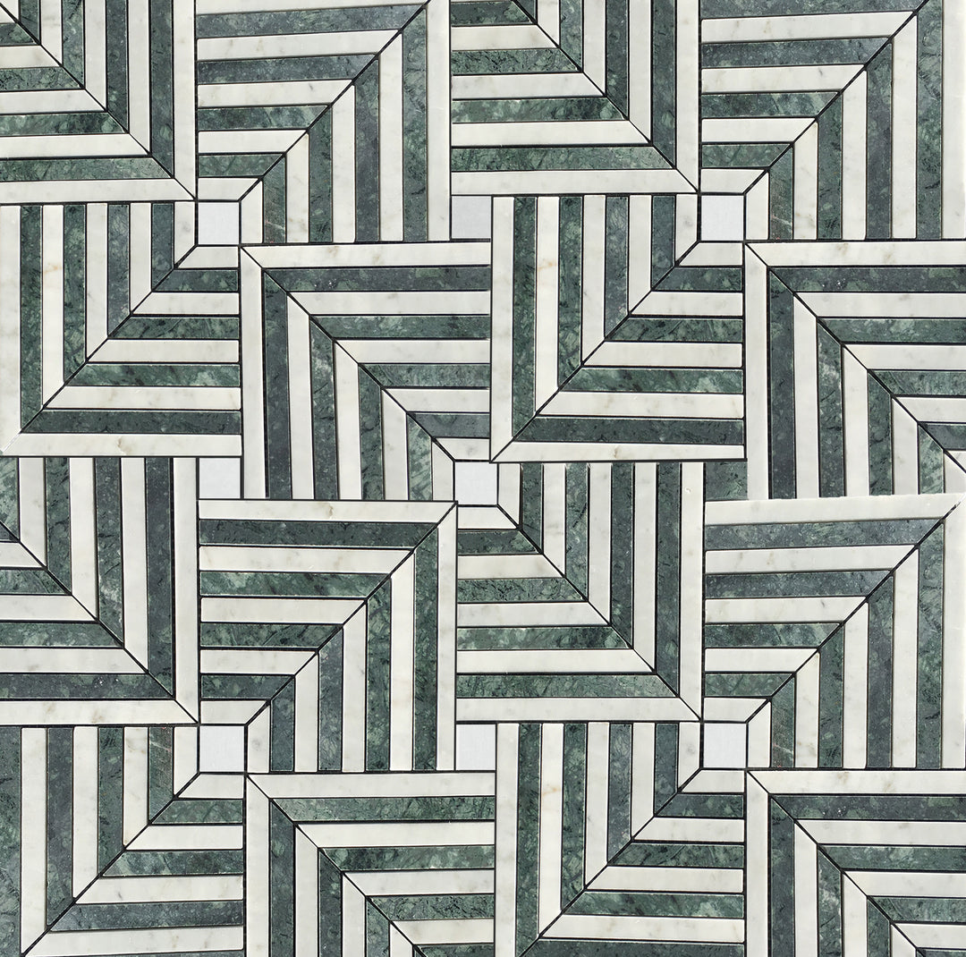 CUBA MOSAIC - INDIAN GREEN AND CARRARA