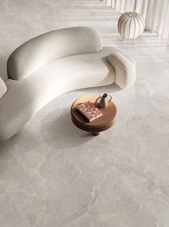 TRAVERTINE ROYALE SILVER PORCELAIN TILE