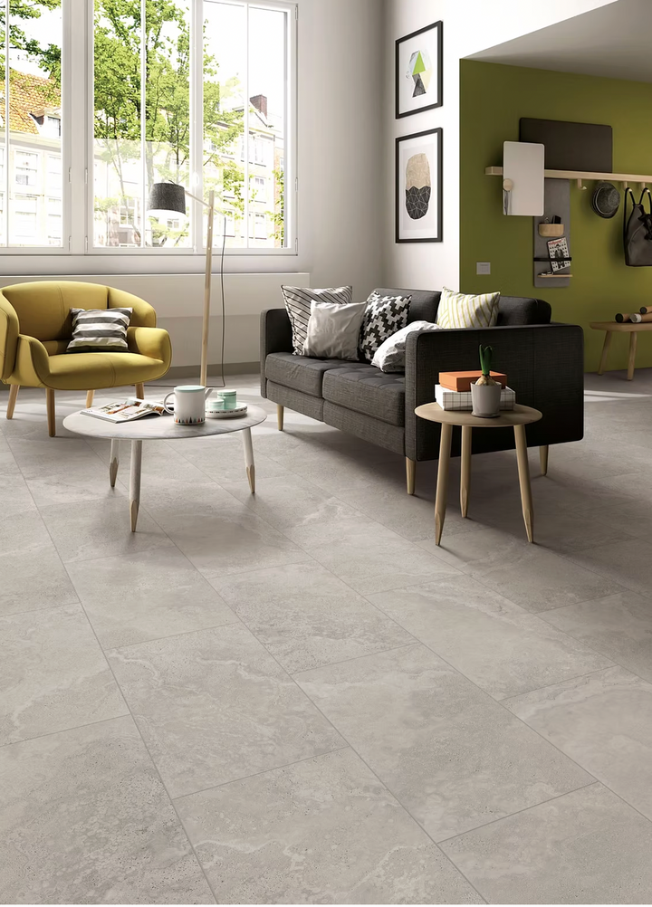 TRAVERTINE ROYALE SILVER PORCELAIN TILE