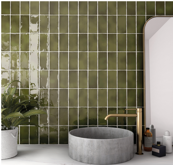 MARLOWE OLIVE GLOSS WALL TILE 150x75MM