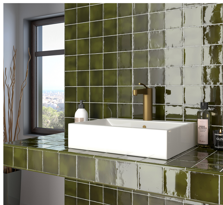 MARLOWE OLIVE GLOSS WALL TILE 100X100MM