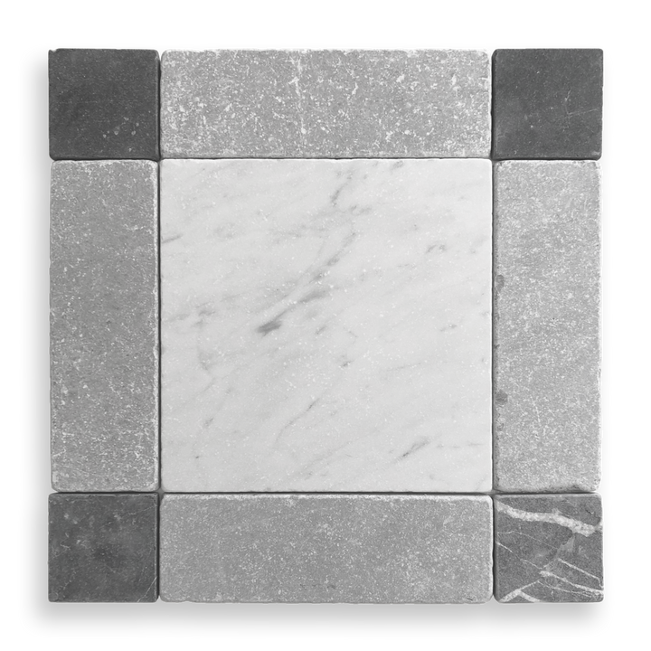 GINGHAM TUMBED CARRARA, CINDER GREY AND NERO
