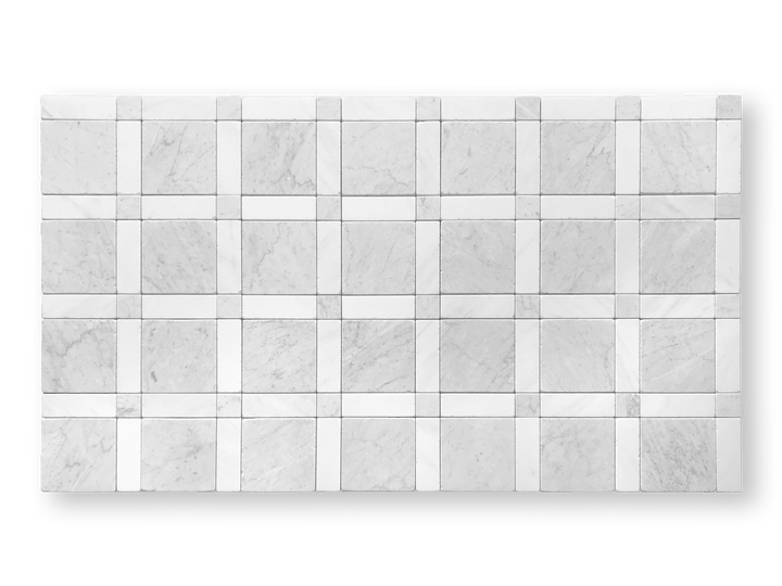 GINGHAM TUMBED CARRARA C & ORIENTAL WHITE