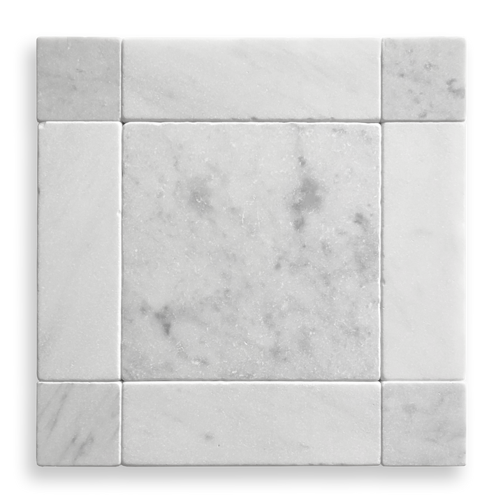 GINGHAM TUMBED CARRARA C & ORIENTAL WHITE
