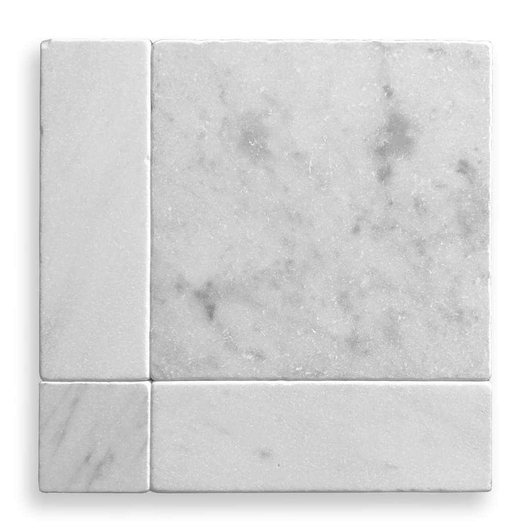 GINGHAM TUMBED CARRARA C & ORIENTAL WHITE