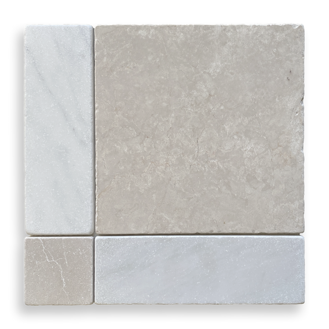 GINGHAM BOTTICINO AND ORIENTAL WHITE TUMBLED