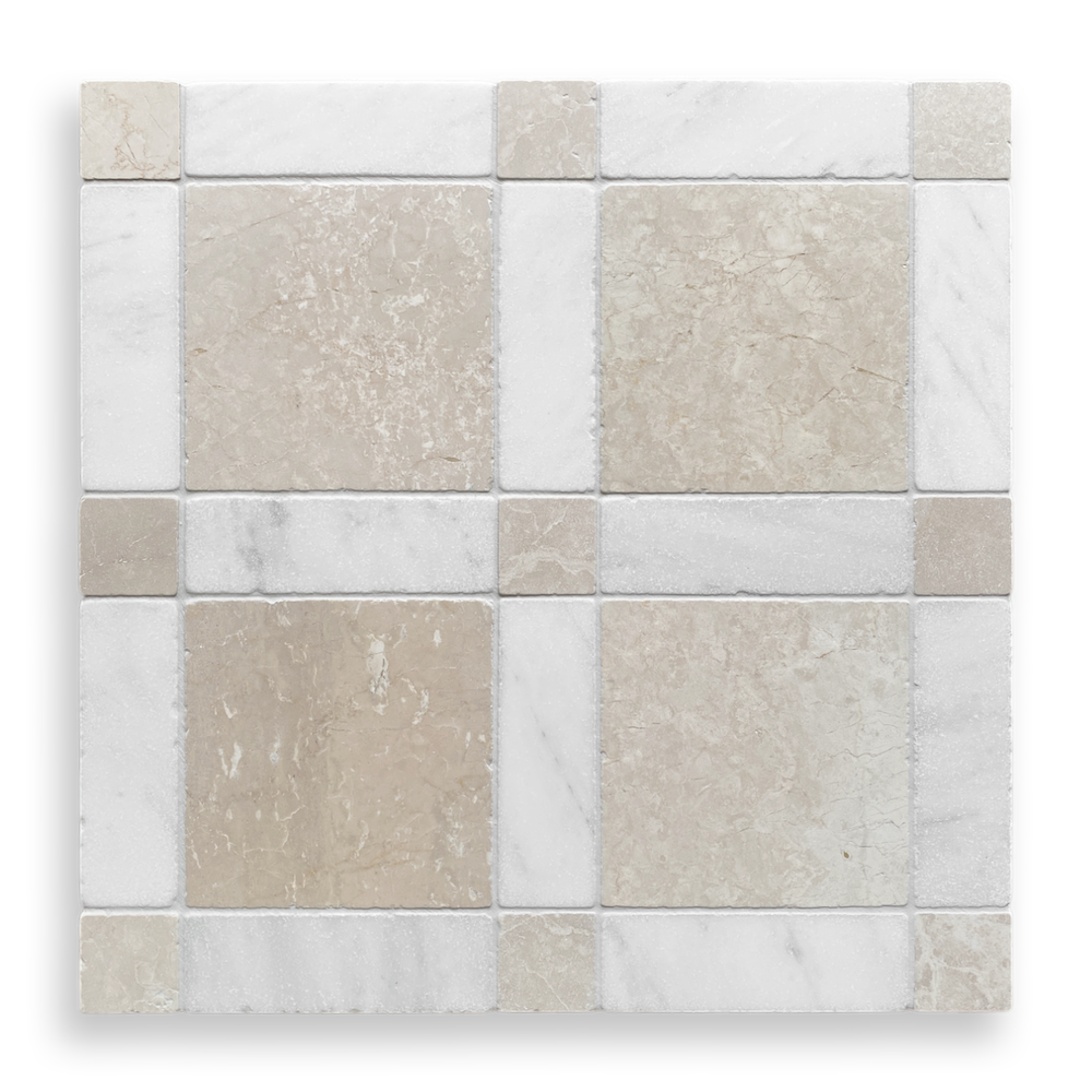 GINGHAM BOTTICINO AND ORIENTAL WHITE TUMBLED