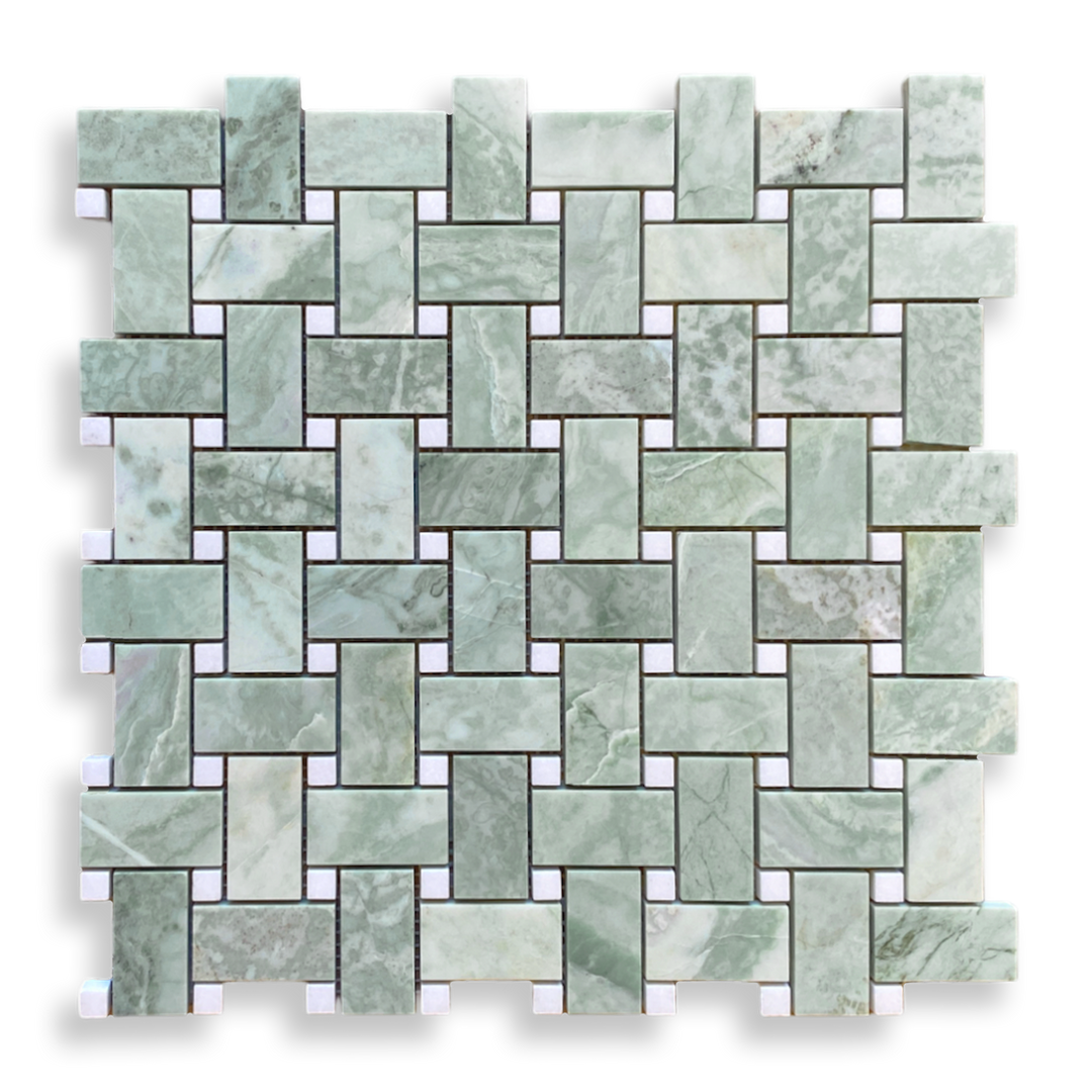 BASKETWEAVE,MENTE AND THASSOS MARBLE HONED