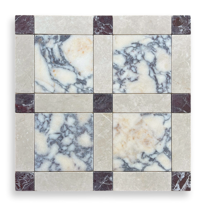 GINGHAM CALACATTA VIOLA, BOTTICINO AND ROSSO LEVANTE TUMBLED