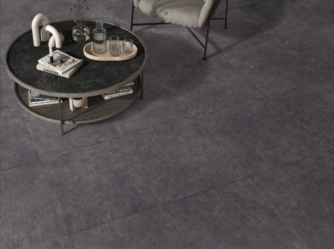 POP BLACK MATT TILE 600X600