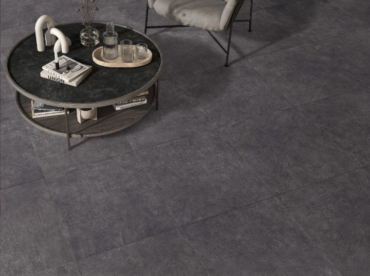 POP BLACK MATT TILE 600X600