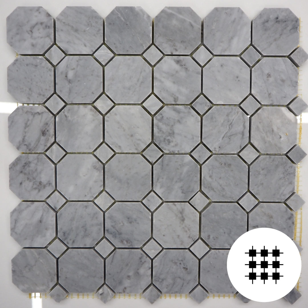 TURIN GREY MARBLE OCTAGON AND DOT MOSAIC